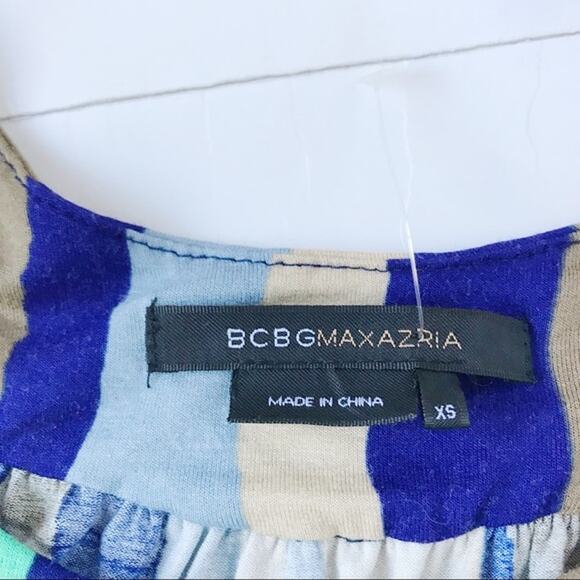 BCBGMaxAzria Blue Color Block Drop Waist Sleeveless Mini Dress Women's Size XS - Picture 3 of 5